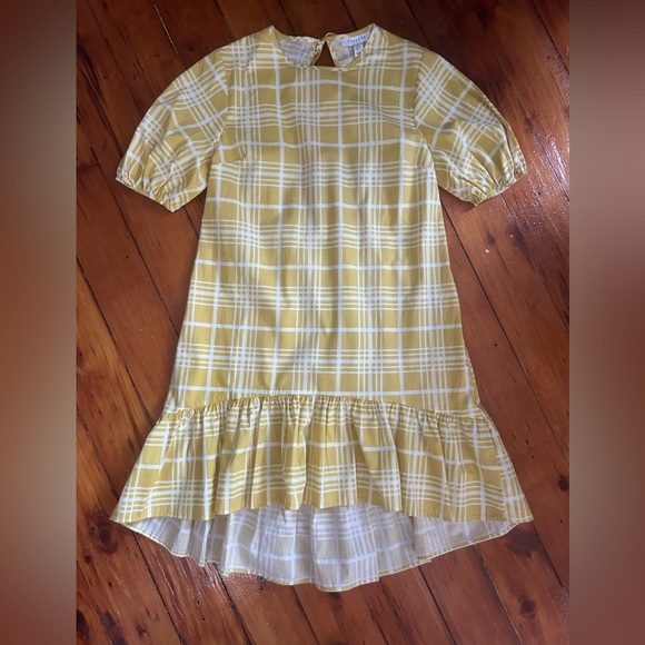 Topshop Yellow Check Mini Poplin Dress Size 4P - Picture 5 of 10